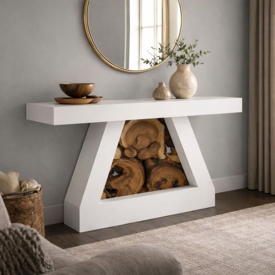 Modern Rustic Console Table: Some lifestyle images are created with AI for visualization purposes. Crafted from natural solid wood, each piece is unique and will vary.