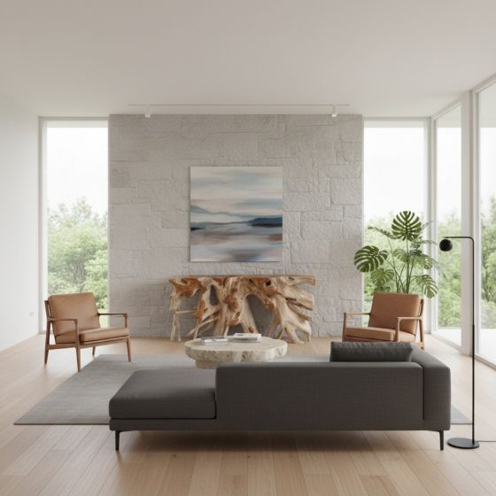 Teak Root Furniture: Some lifestyle images are created with AI for visualization purposes. Crafted from natural solid wood, each piece is unique and will vary.