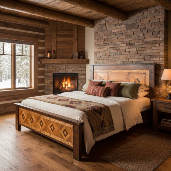 Natural Wood Bed: Some lifestyle images are created with AI for visualization purposes. Crafted from natural solid wood, each piece is unique and will vary.