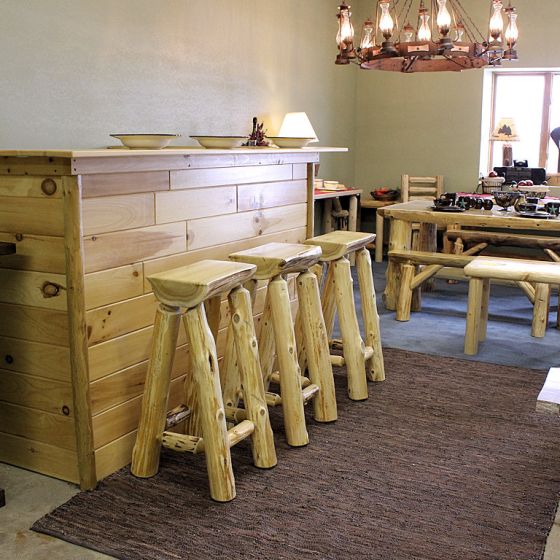 Cedar Lake Half Log Bar Stool