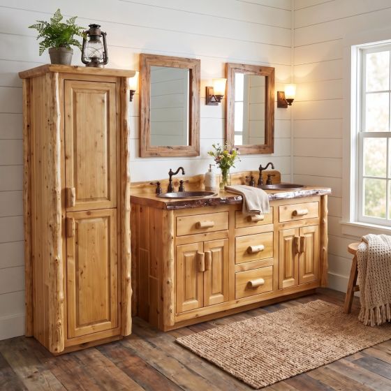 Cedar Linen Closet: Some lifestyle images are created with AI for visualization purposes. Crafted from natural solid wood, each piece is unique and will vary.