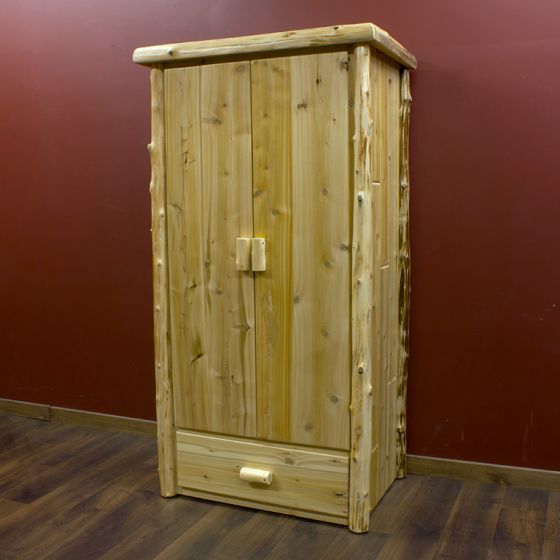 Cedar Lake 1 Drawer Log Wardrobe--Clear finish