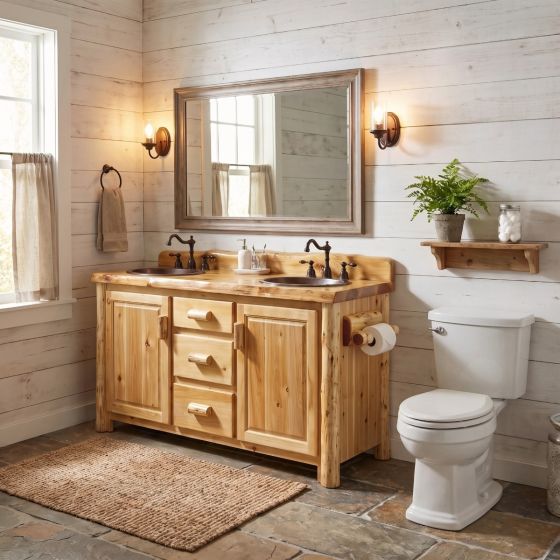 Toilet Paper Holder: Some lifestyle images are created with AI for visualization purposes. Crafted from natural solid wood, each piece is unique and will vary.
