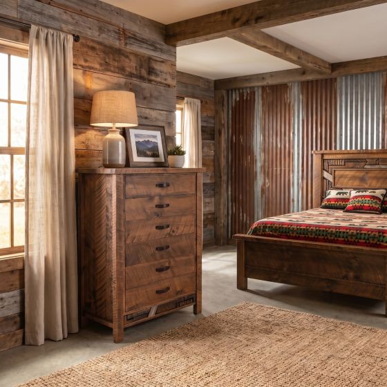 Rustic Chest Of Drawers: Some lifestyle images are created with AI for visualization purposes. Crafted from natural solid wood, each piece is unique and will vary.