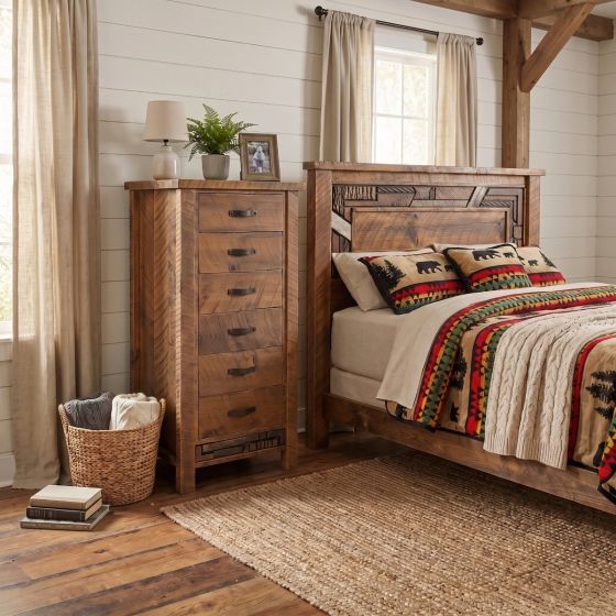 Barnwood Chest Of Drawers: Some lifestyle images are created with AI for visualization purposes. Crafted from natural solid wood, each piece is unique and will vary.