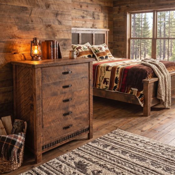 Rustic Chest Of Drawers: Some lifestyle images are created with AI for visualization purposes. Crafted from natural solid wood, each piece is unique and will vary.