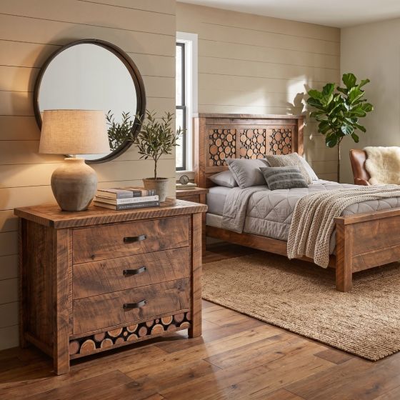 Rustic Chest Of Drawers: Some lifestyle images are created with AI for visualization purposes. Crafted from natural solid wood, each piece is unique and will vary.
