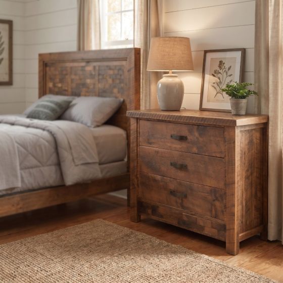 Rustic Chest Of Drawers: Some lifestyle images are created with AI for visualization purposes. Crafted from natural solid wood, each piece is unique and will vary.