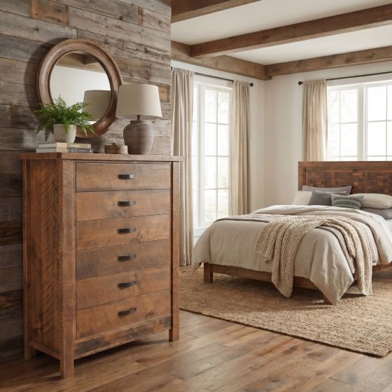 Rustic Chest Of Drawers: Some lifestyle images are created with AI for visualization purposes. Crafted from natural solid wood, each piece is unique and will vary.
