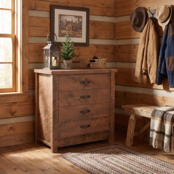 Rustic Chest Of Drawers: Some lifestyle images are created with AI for visualization purposes. Crafted from natural solid wood, each piece is unique and will vary.