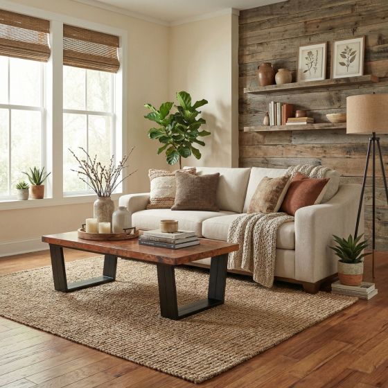 Handcrafted Copper Table: Some lifestyle images are created with AI for visualization purposes. Crafted from natural solid wood, each piece is unique and will vary.