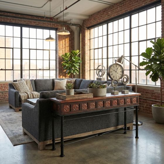 Rustic Console Table: Some lifestyle images are created with AI for visualization purposes. Crafted from natural solid wood, each piece is unique and will vary.