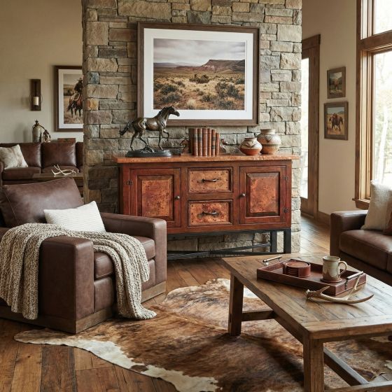 Rustic Console: Some lifestyle images are created with AI for visualization purposes. Crafted from natural solid wood, each piece is unique and will vary.