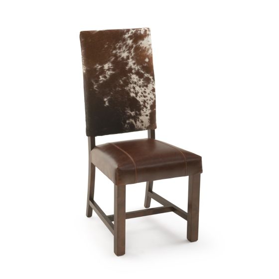 Contempo Classic Cowhide Upholstered Dining Chair - Burnt Umber Cypress Leather & Brown Frame w/ Cowhide Backrest