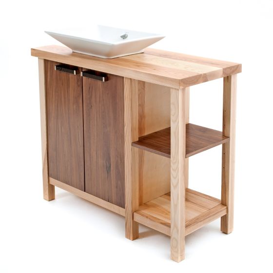 Contemporary Wood Vanity - Sink Left