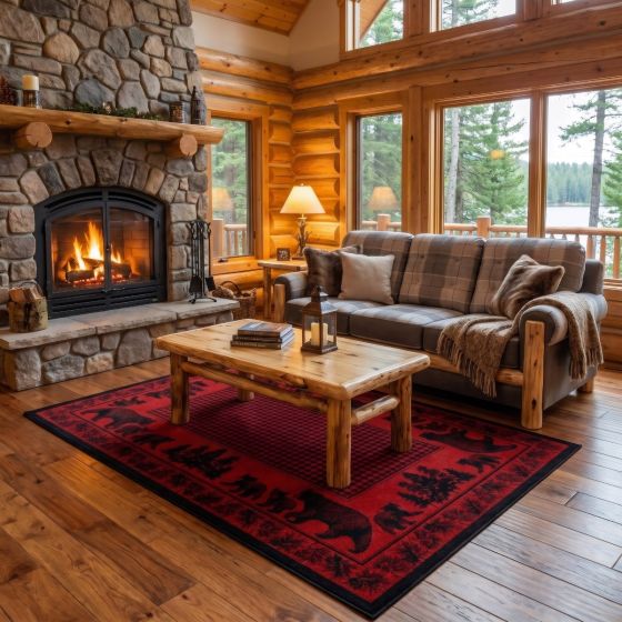Rustic Aspen Coffee Table: Some lifestyle images are created with AI for visualization purposes. Crafted from natural solid wood, each piece is unique and will vary.