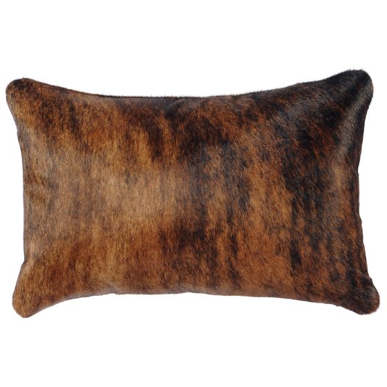 Dark Brindle Leather Rectangle Decor Pillow