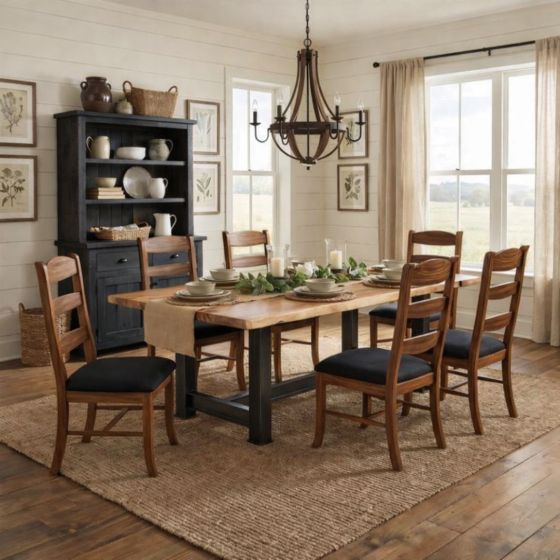 Upholstered Dining Chair: Some lifestyle images are created with AI for visualization purposes. Crafted from natural solid wood, each piece is unique and will vary.
