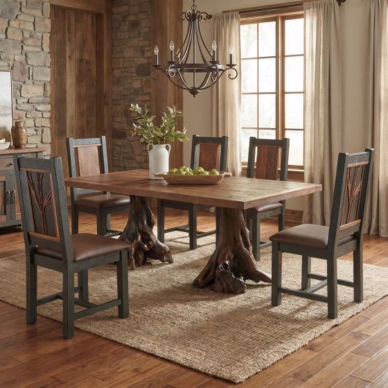 Rustic Wood Dining Chair: Some lifestyle images are created with AI for visualization purposes. Crafted from natural solid wood, each piece is unique and will vary.