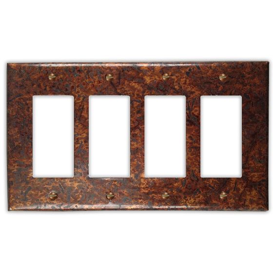 Distressed Dark 4 Rocker/GFI Copper Switch Plate