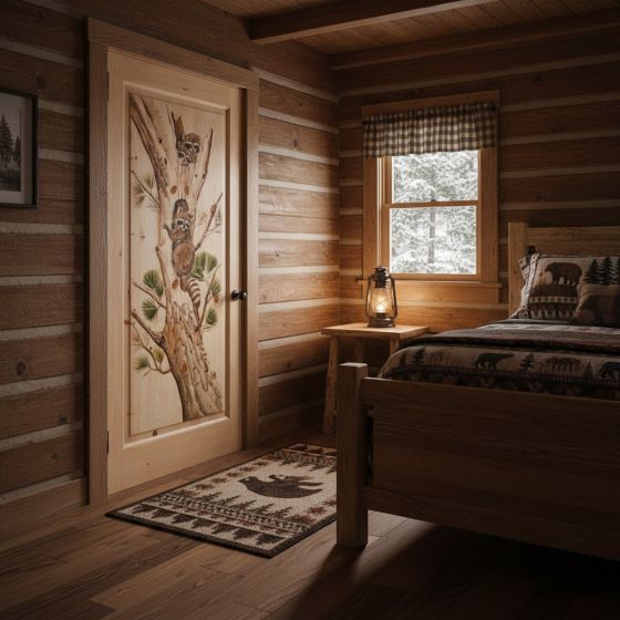 Hand Painted Interior Doors: Some lifestyle images are created with AI for visualization purposes. Crafted from natural solid wood, each piece is unique and will vary.