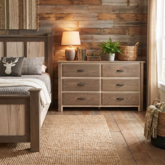 6 Drawer Dresser: Some lifestyle images are created with AI for visualization purposes. Crafted from natural solid wood, each piece is unique and will vary.
