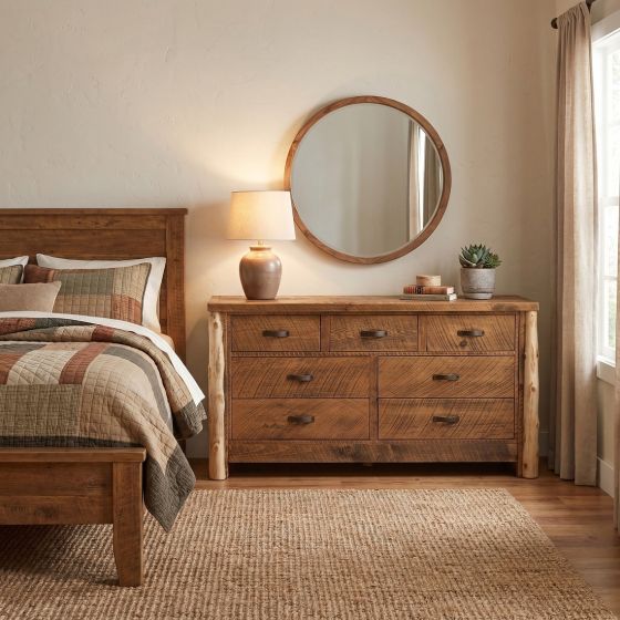 Rustic Dresser: Some lifestyle images are created with AI for visualization purposes. Crafted from natural solid wood, each piece is unique and will vary.