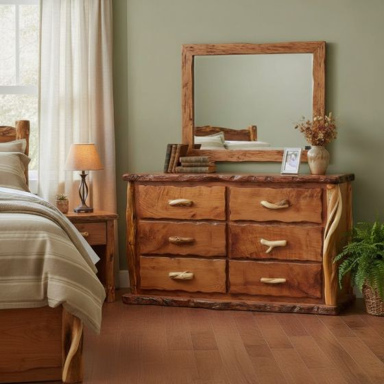 Log Dresser: Some lifestyle images are created with AI for visualization purposes. Crafted from natural solid wood, each piece is unique and will vary.