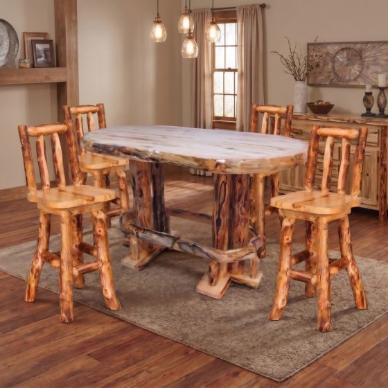 Rustic Bar Stool: Some lifestyle images are created with AI for visualization purposes. Crafted from natural solid wood, each piece is unique and will vary.