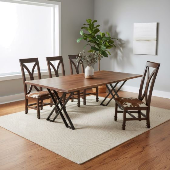 Modern Dining Table: Some lifestyle images are created with AI for visualization purposes. Crafted from natural solid wood, each piece is unique and will vary.