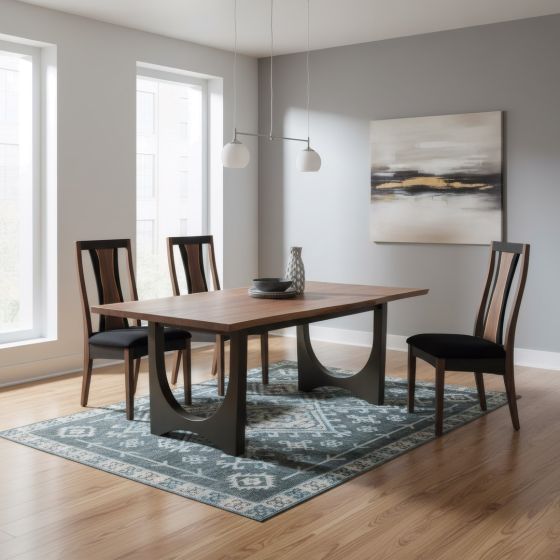 Modern Dining Table: Some lifestyle images are created with AI for visualization purposes. Crafted from natural solid wood, each piece is unique and will vary.