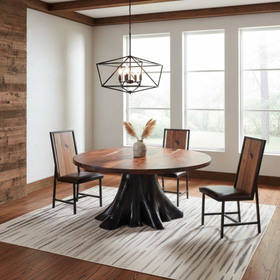 Dining Table: Some lifestyle images are created with AI for visualization purposes. Crafted from natural solid wood, each piece is unique and will vary.
