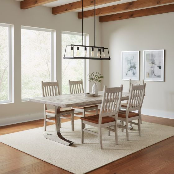 Barnwood Dining Table: Some lifestyle images are created with AI for visualization purposes. Crafted from natural solid wood, each piece is unique and will vary.