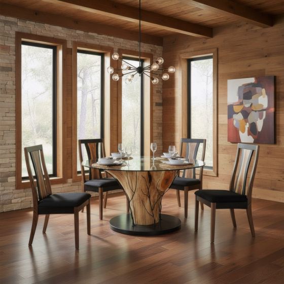 Modern Dining Table: Some lifestyle images are created with AI for visualization purposes. Crafted from natural solid wood, each piece is unique and will vary.