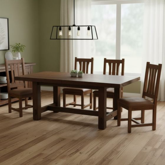 Modern Dining Table: Some lifestyle images are created with AI for visualization purposes. Crafted from natural solid wood, each piece is unique and will vary.
