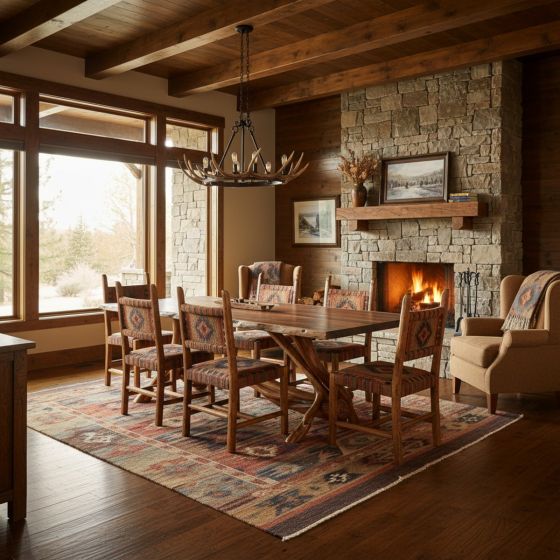Natural Wood Dining Table: Some lifestyle images are created with AI for visualization purposes. Crafted from natural solid wood, each piece is unique and will vary.