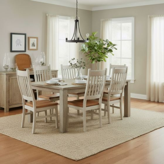 Modern Dining Table: Some lifestyle images are created with AI for visualization purposes. Crafted from natural solid wood, each piece is unique and will vary.