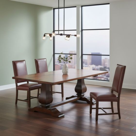 Tuscan Dining Table: Some lifestyle images are created with AI for visualization purposes. Crafted from natural solid wood, each piece is unique and will vary.