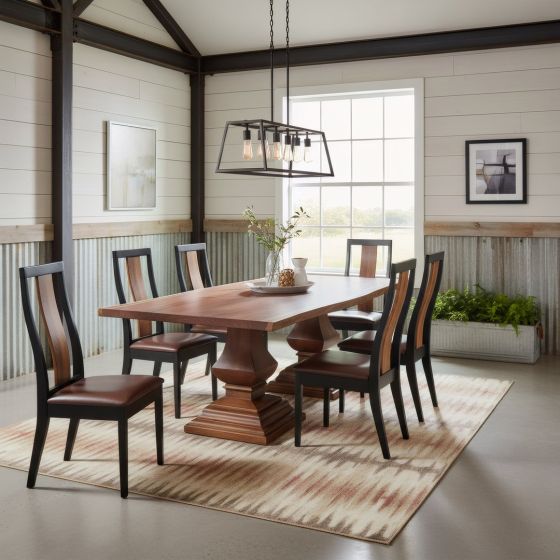 Solid Wood Dining Table: Some lifestyle images are created with AI for visualization purposes. Crafted from natural solid wood, each piece is unique and will vary.