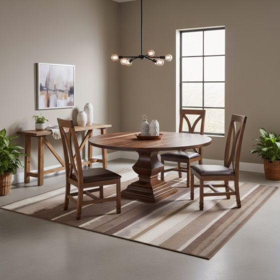 Tuscan Dining Table: Some lifestyle images are created with AI for visualization purposes. Crafted from natural solid wood, each piece is unique and will vary.