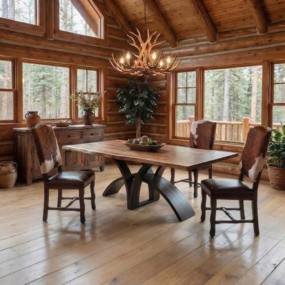 Wood Dining Table: Some lifestyle images are created with AI for visualization purposes. Crafted from natural solid wood, each piece is unique and will vary.