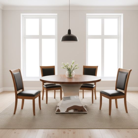 Round Dining Table: Some lifestyle images are created with AI for visualization purposes. Crafted from natural solid wood, each piece is unique and will vary.