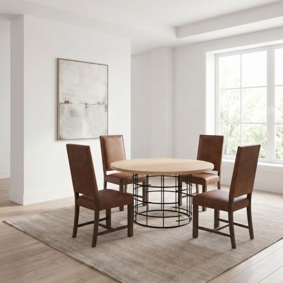 Modern Maple Dining Table: Some lifestyle images are created with AI for visualization purposes. Crafted from natural solid wood, each piece is unique and will vary.