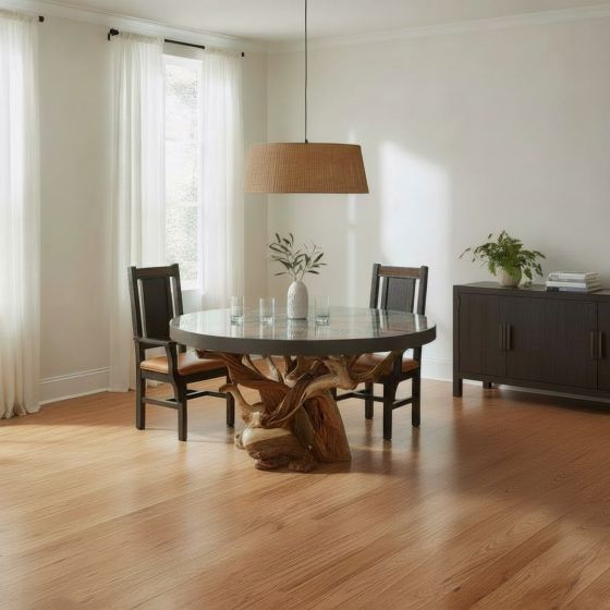 Exotic Dining Table: Some lifestyle images are created with AI for visualization purposes. Crafted from natural solid wood, each piece is unique and will vary.