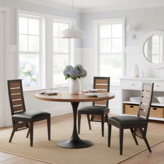 Modern Dining Table: Some lifestyle images are created with AI for visualization purposes. Crafted from natural solid wood, each piece is unique and will vary.
