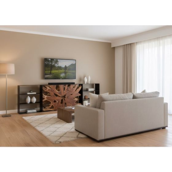 Teak Wood Entertainment: Some lifestyle images are created with AI for visualization purposes. Crafted from natural solid wood, each piece is unique and will vary.