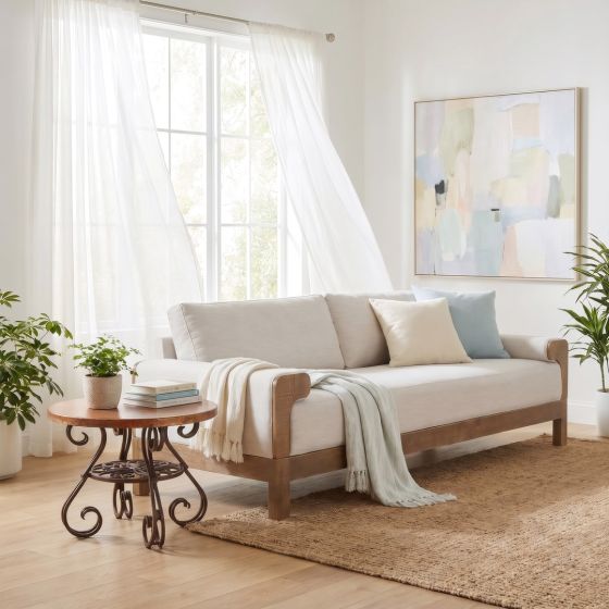 Modern Copper End Table: Some lifestyle images are created with AI for visualization purposes. Crafted from natural solid wood, each piece is unique and will vary.