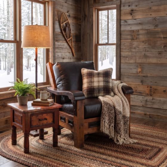 Rustic End Table: Some lifestyle images are created with AI for visualization purposes. Crafted from natural solid wood, each piece is unique and will vary.