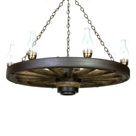 Faux Large Wagon Wheel Chandelier