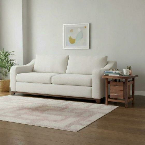 Contemporary End Table: Some lifestyle images are created with AI for visualization purposes. Crafted from natural solid wood, each piece is unique and will vary.